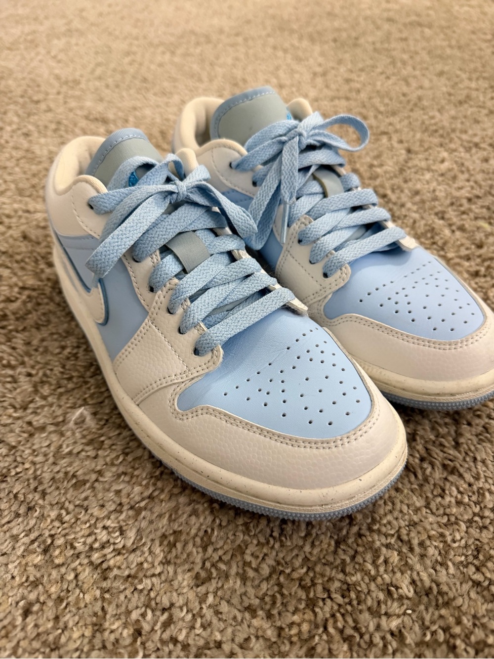 Jordan 1 Low-Top Sneakers in Light Blue and White